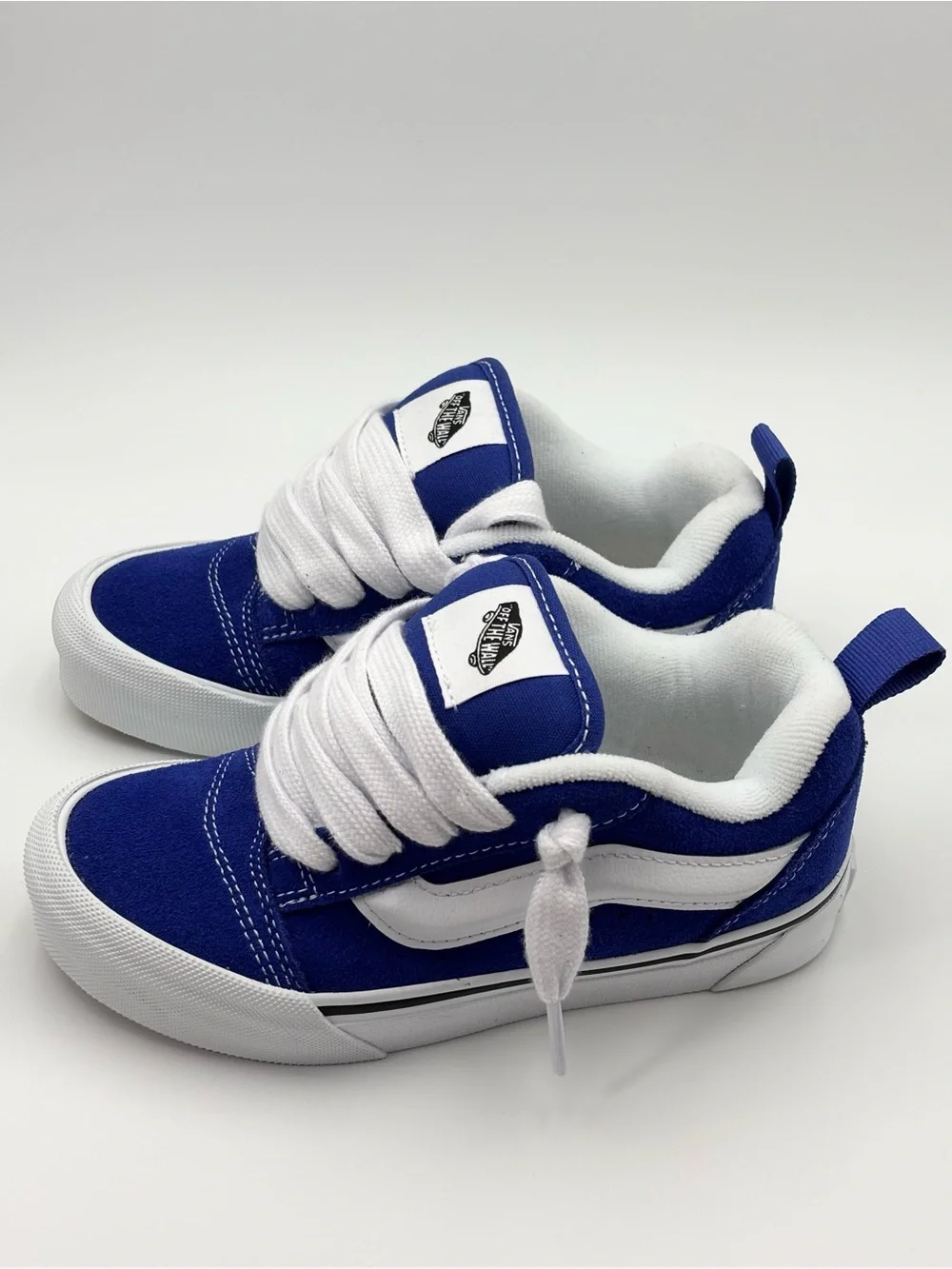 Vans Kids Knu Skool Shoe Royal Blue & White Lace-Up Skate Sneakers size 13‎